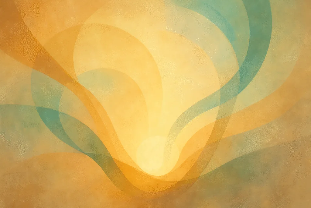 Charity Navigator Giving Basket abstract hero illustration with luminous, overlapping shapes and radiant light, symbolizing smart and confident giving.