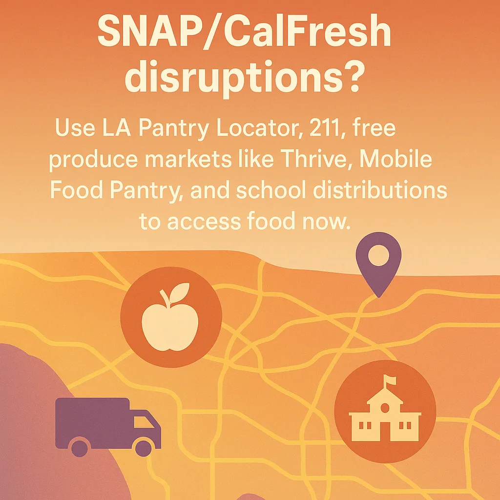 Food access map showing community pantries and mobile markets in Los Angeles